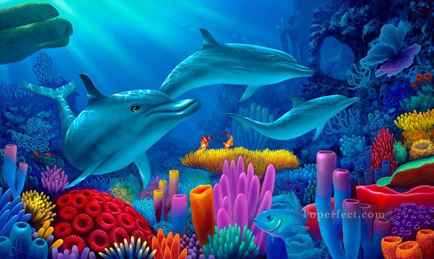 Les secrets de la mer Monde sous marin Peintures à l'huile